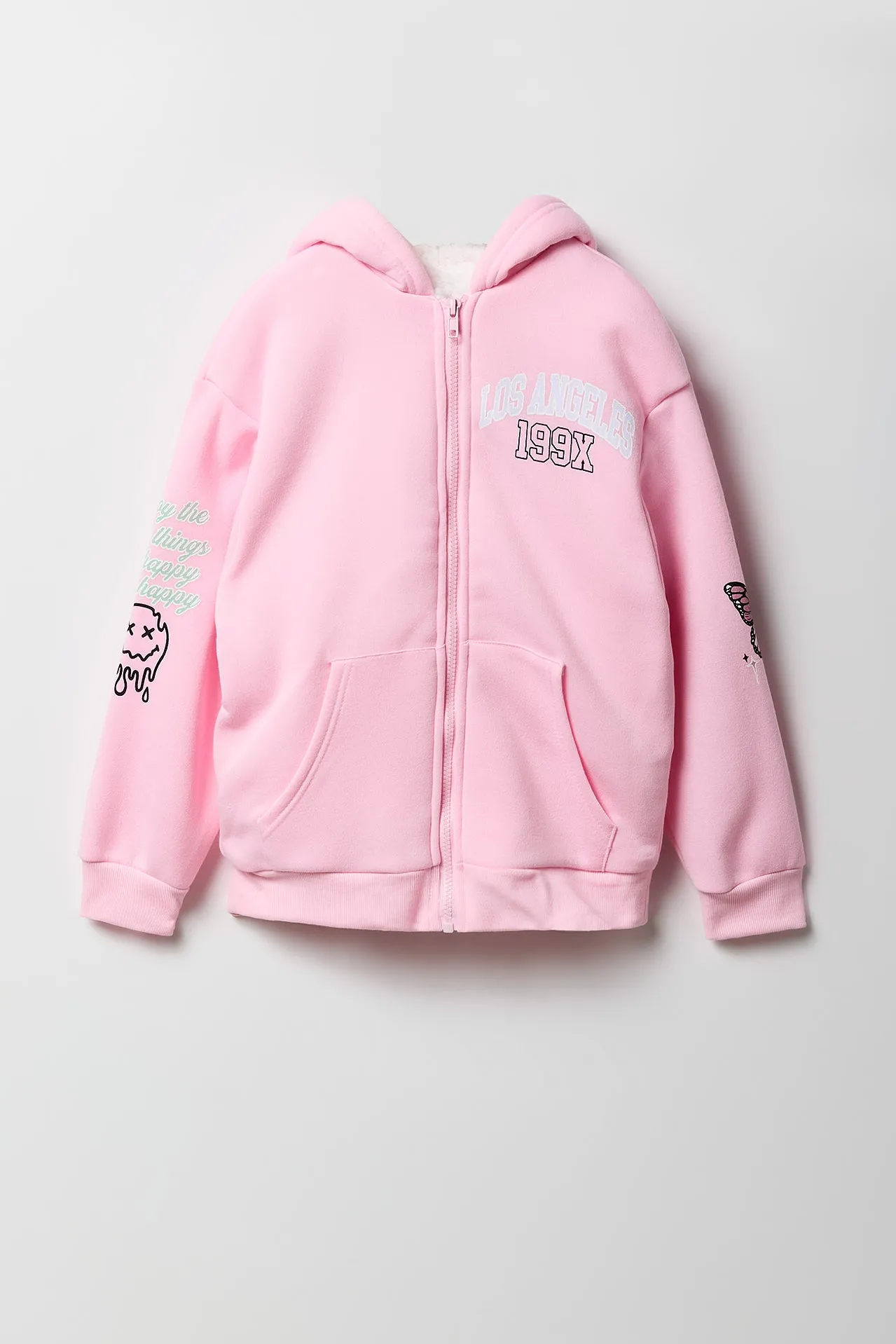 Girls Graphic Faux Fur Lined Zip-Up Hoodie sold by Urban Planet product image thumbnail 2