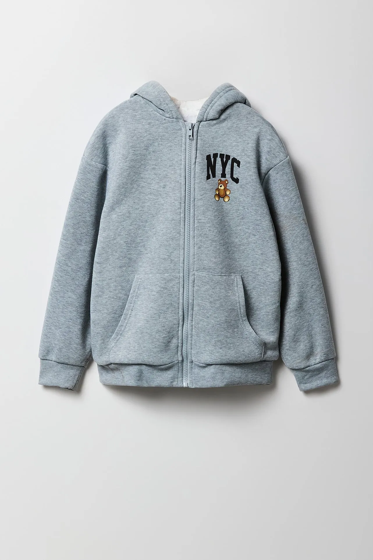 Haut à capuchon imprimé doublé de similifourrure avec fermeture à glissière pour fille sold by Urban Planet product image thumbnail 4