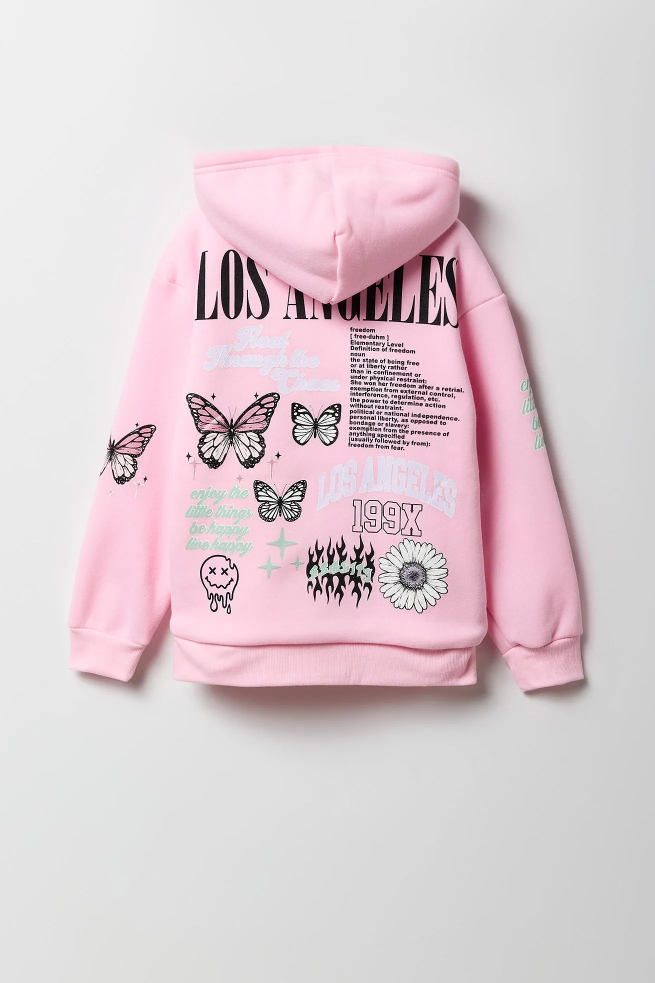 Haut à capuchon imprimé doublé de similifourrure avec fermeture à glissière pour fille sold by Urban Planet