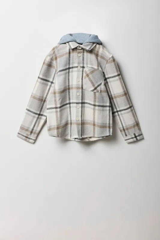 Haut à capuchon boutonné à carreaux pour garçons sold by Urban Planet