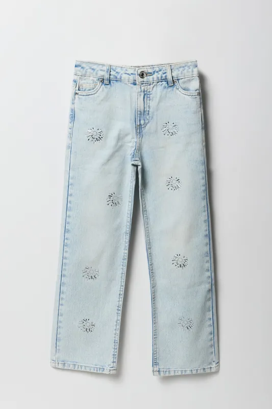 Girls Rhinestone Straight Leg Jean sold by Urban Planet