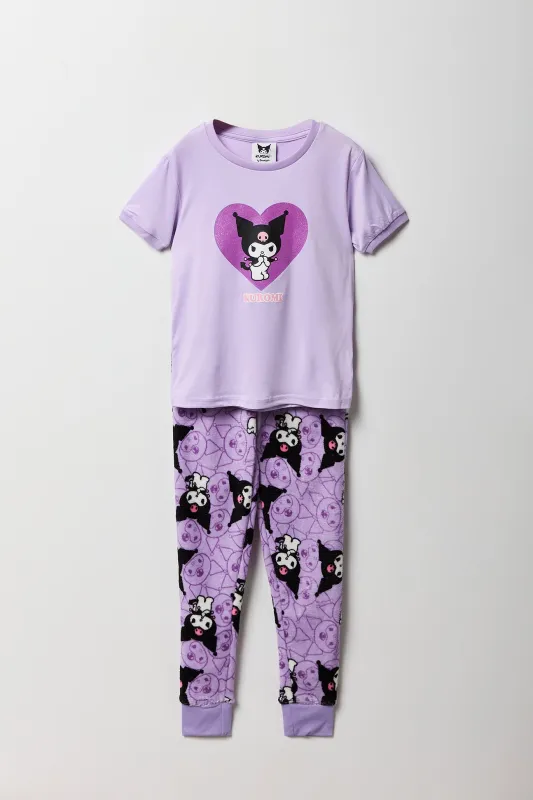 Ensemble pyjama avec t-shirt et pantalon en peluche à imprimé Kuromi pour fille sold by Urban Planet