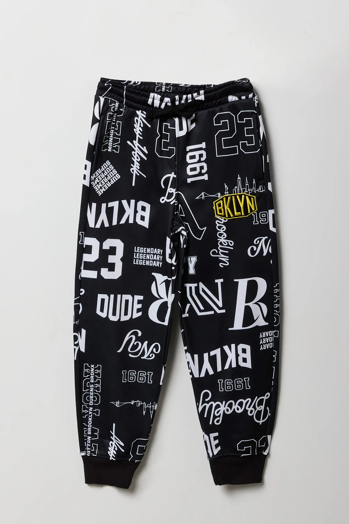 Boys Brooklyn Embroidered Print Fleece Jogger sold by Urban Planet