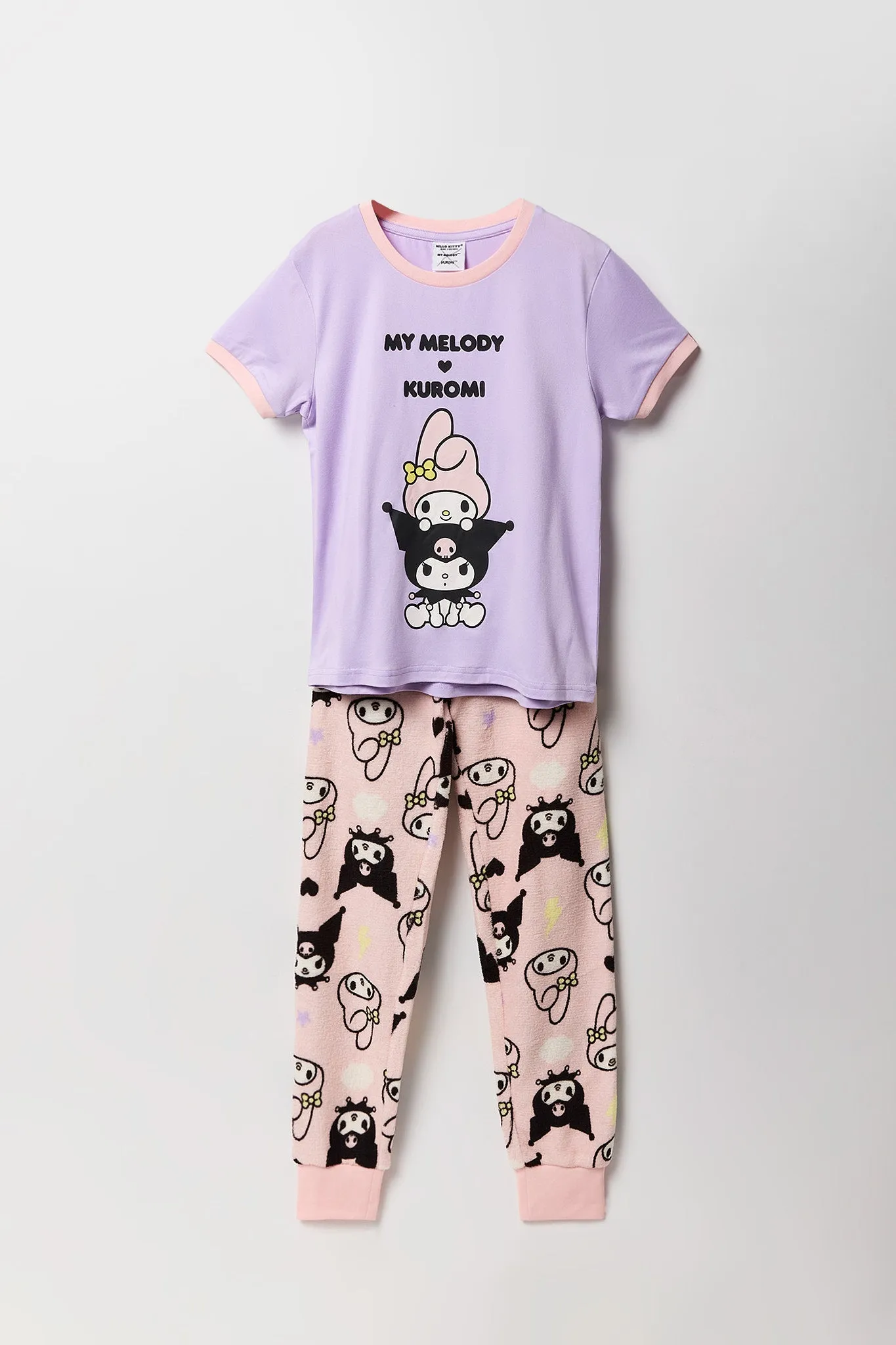 Ensemble pyjama avec t-shirt à imprimé My Melody & Kuromi et pantalon pour fille sold by Urban Planet