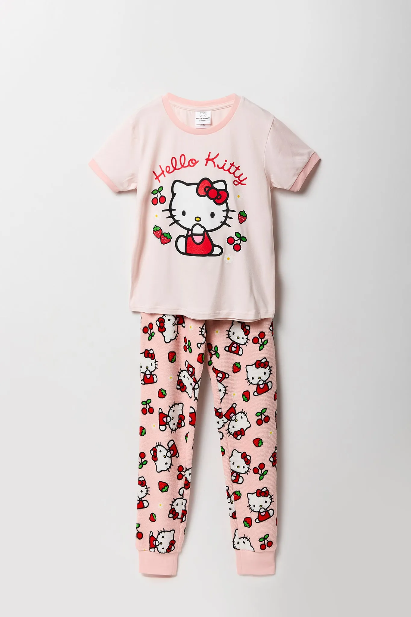 Girls Hello Kitty Berry T-Shirt & Plush Pant 2 Piece Pajama Set sold by Urban Planet