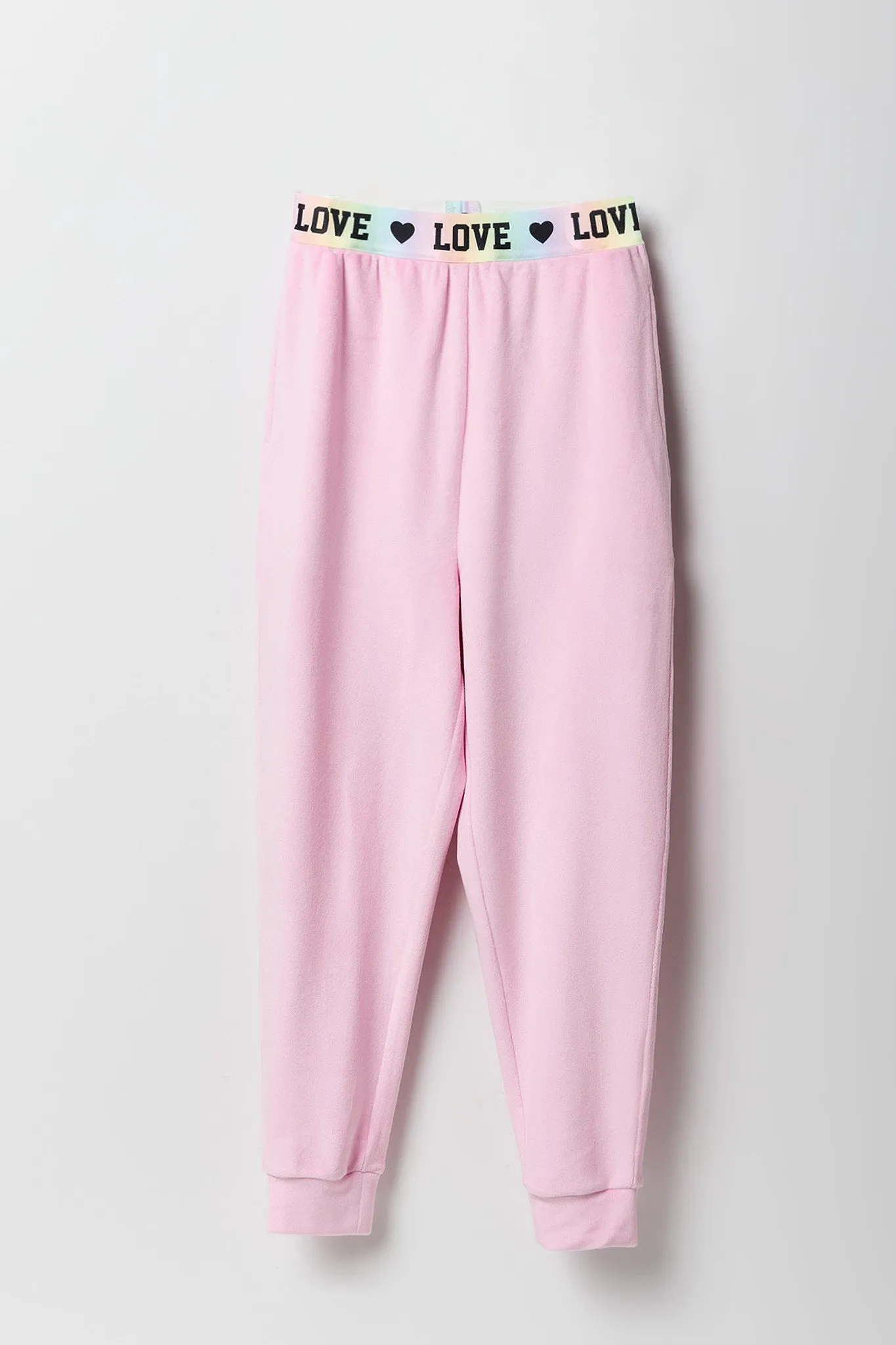 Girls Velour Love Elastic Waist Jogger sold by Urban Planet