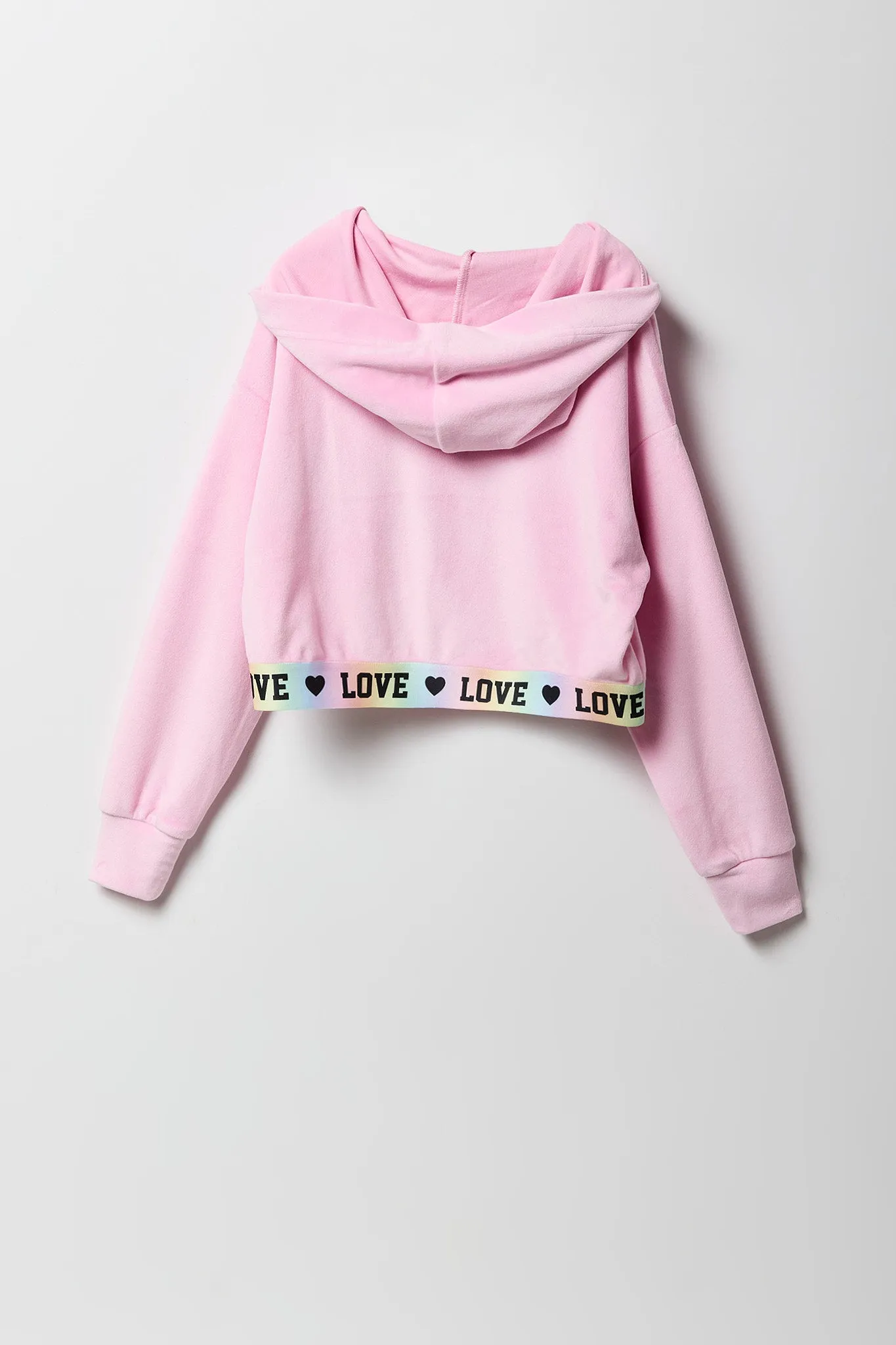 Girls Velour Love Elastic Hem Sweatshirt sold by Urban Planet product image thumbnail 2