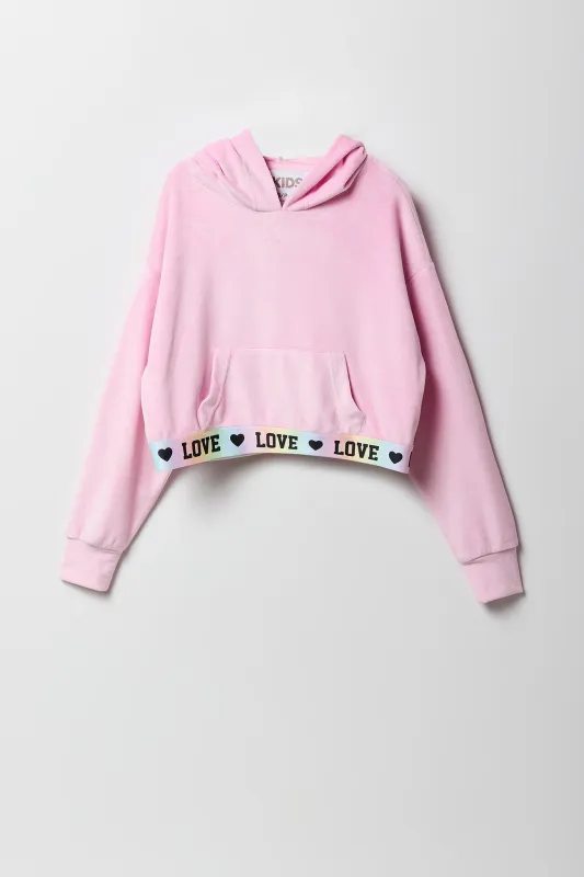 Girls Velour Love Elastic Hem Sweatshirt sold by Urban Planet