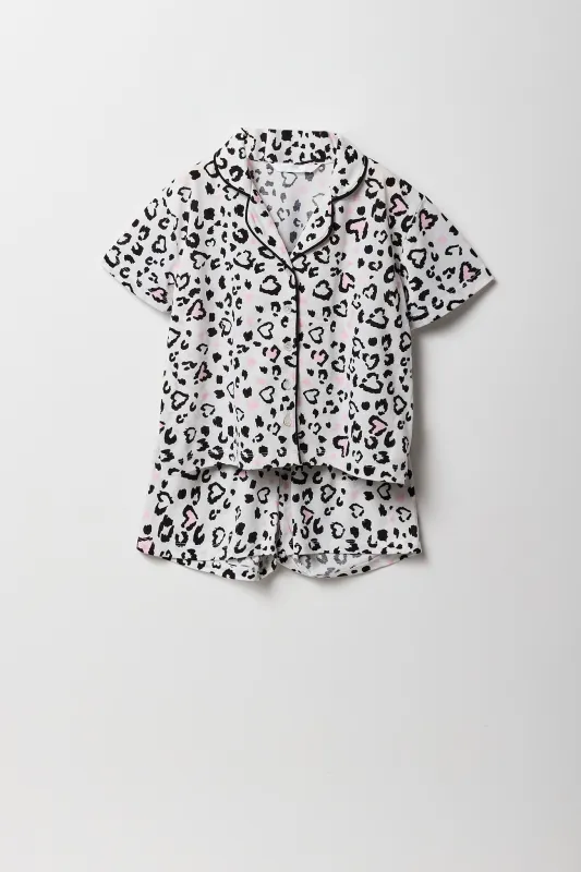 Ensemble pyjama avec haut boutonné et short imprimés pour fille sold by Urban Planet