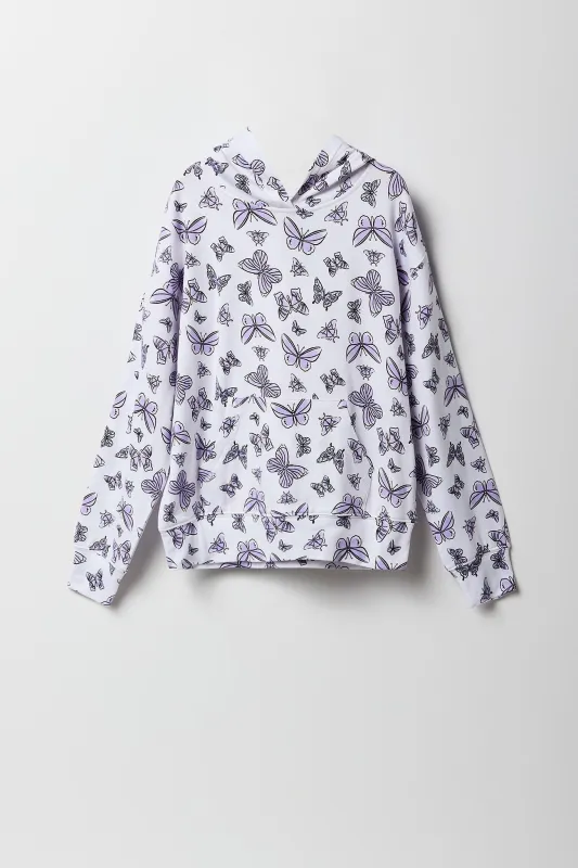 Girls Active Butterfly Print Soft Fleece Hoodie sold by Urban Planet
