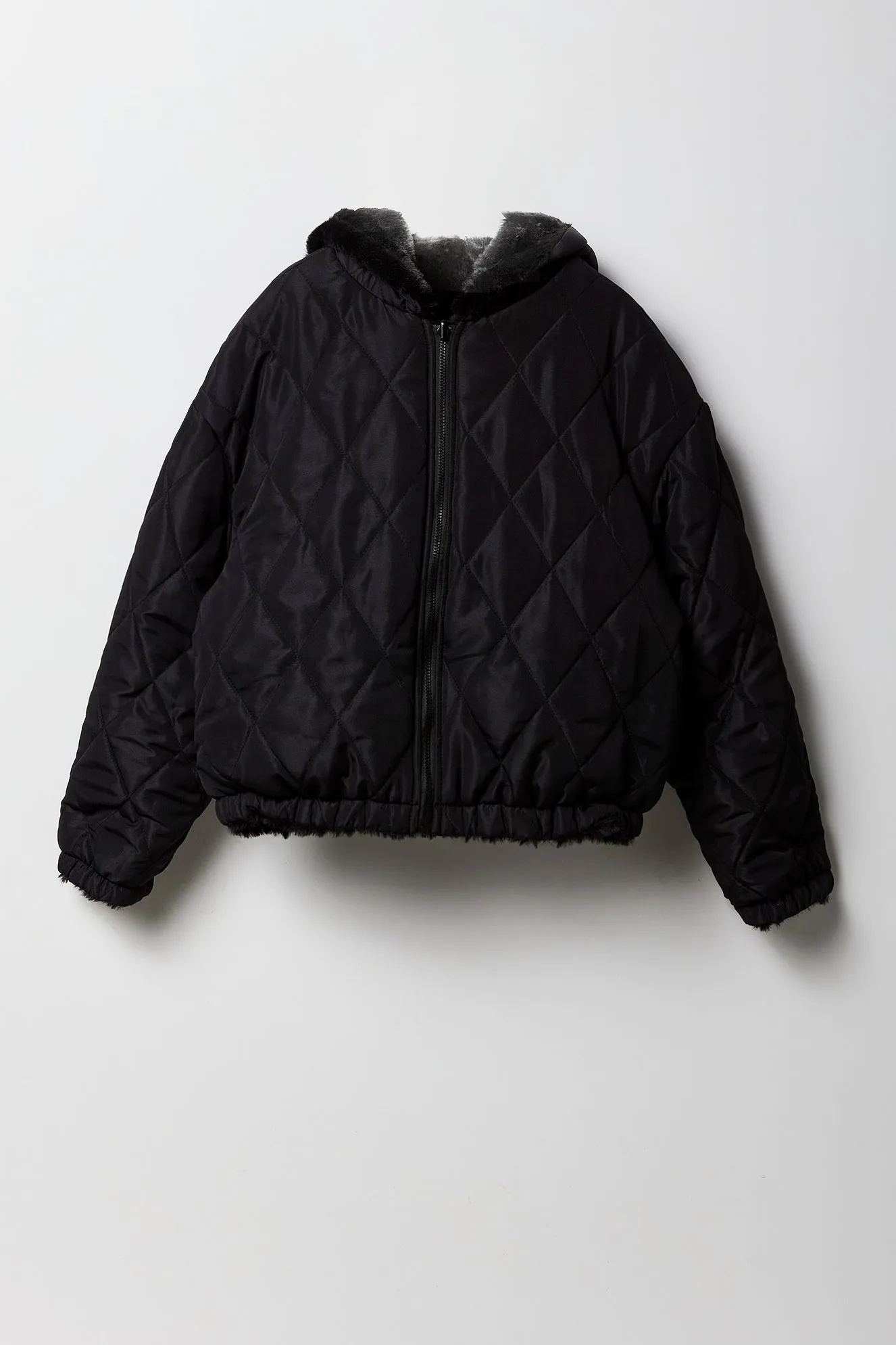 Girls Quilted Faux Fur Reversible Bomber Jacket sold by Urban Planet product image thumbnail 5