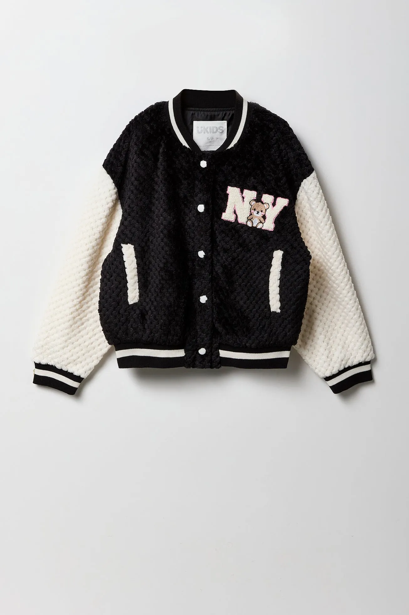Blouson de style universitaire en peluche matelassée avec motif brodé en chenille pour fille sold by Urban Planet product image thumbnail 3