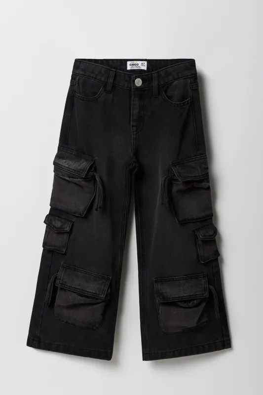 Girls Multi Pocket Wide Leg Cargo Jean sold by Urban Planet