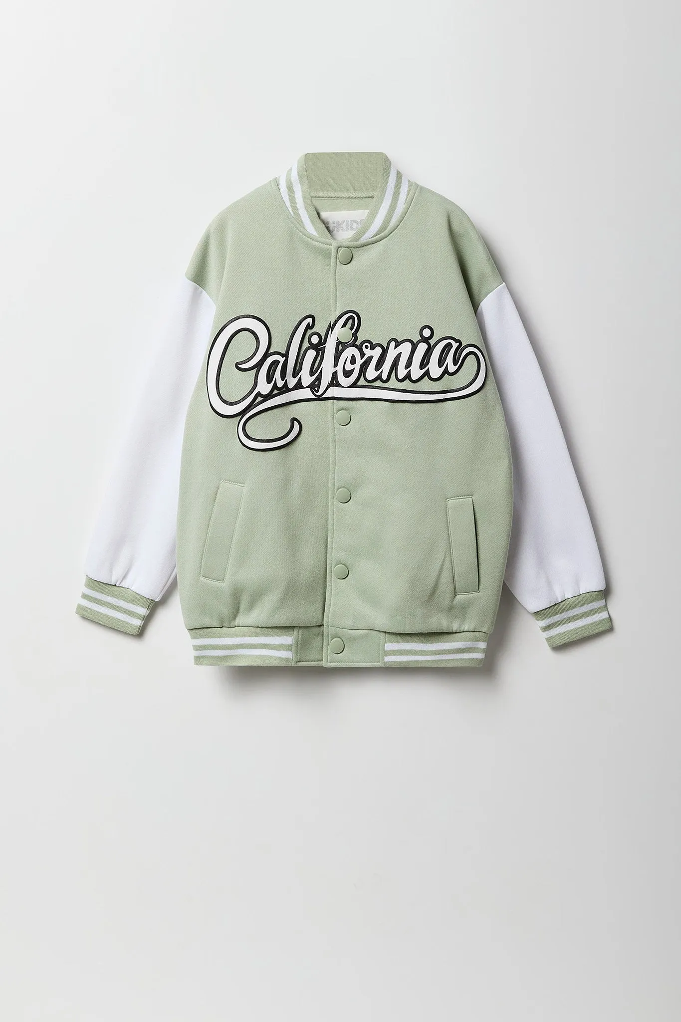 Girls Graphic Fleece Varsity Jacket sold by Urban Planet product image thumbnail 4