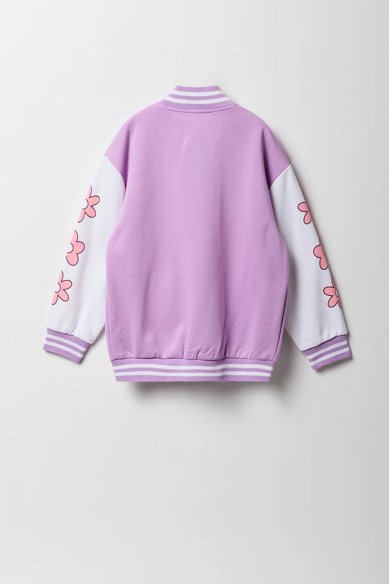 Girls Chenille Embroidered Fleece Varsity Jacket sold by Urban Planet product image thumbnail 2