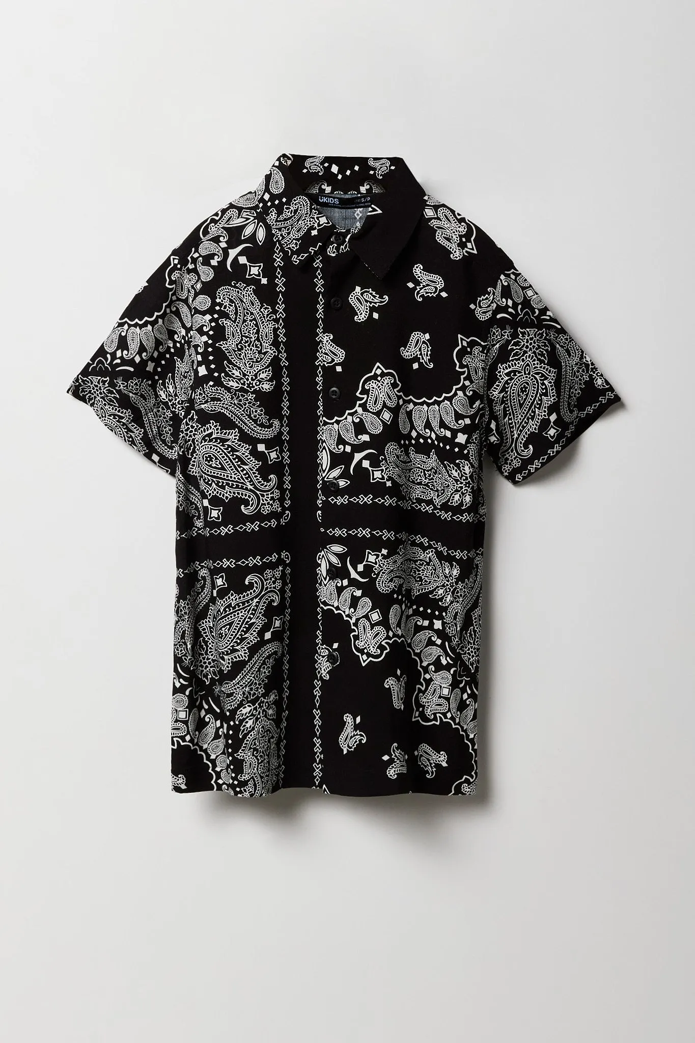 Boys Paisley Print Button-Up Collared Top sold by Urban Planet