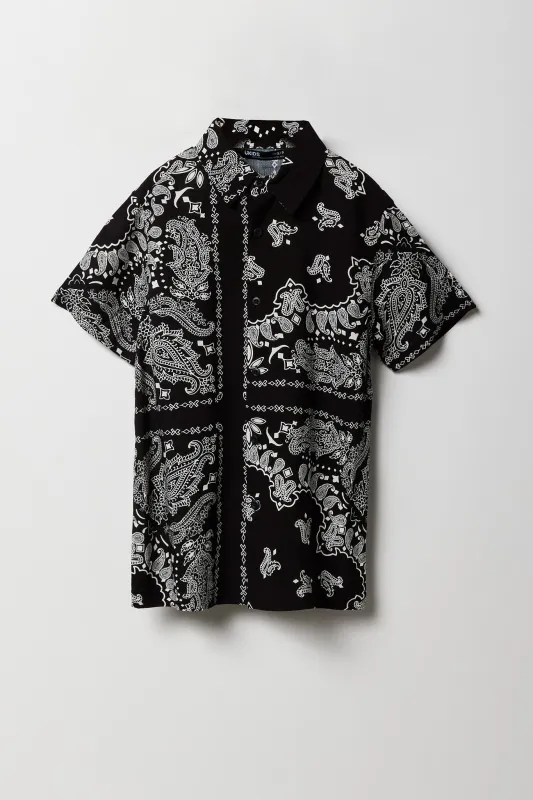 Haut boutonné avev motif cachemire et col pour garçon sold by Urban Planet
