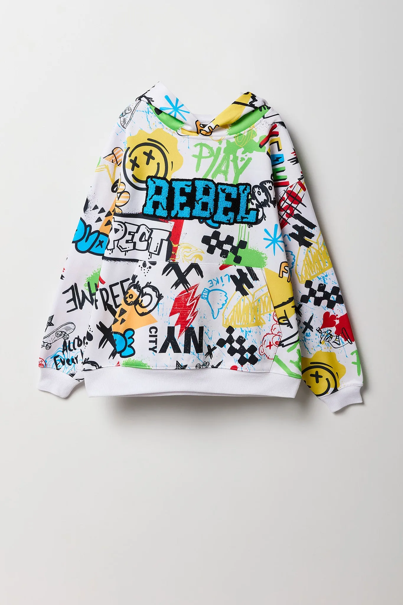 Boys Graffiti Print Hoodie sold by Urban Planet product image thumbnail 3