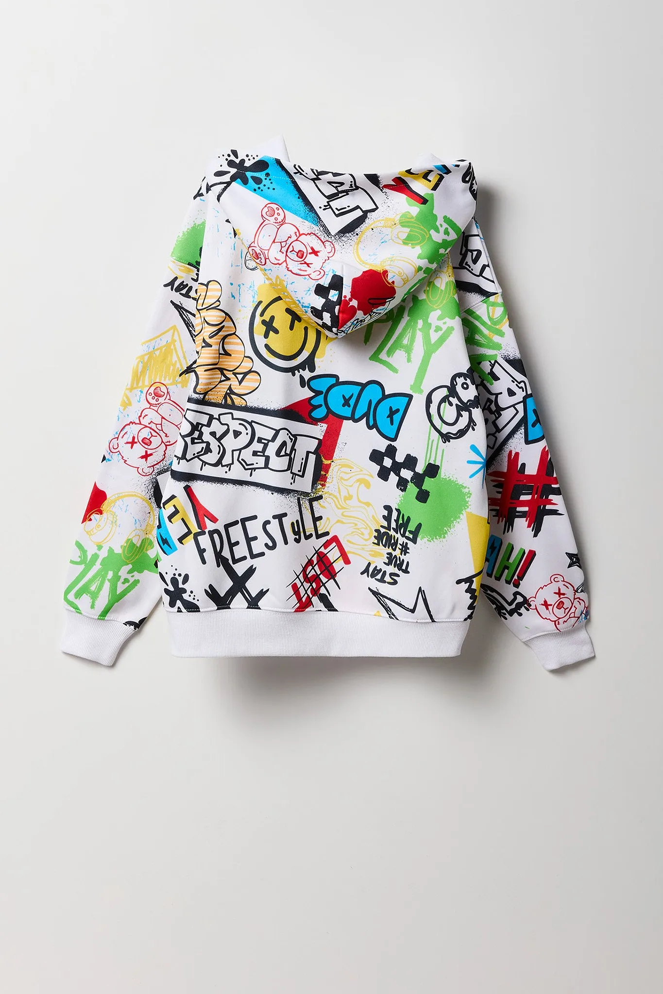 Boys Graffiti Print Hoodie sold by Urban Planet product image thumbnail 4