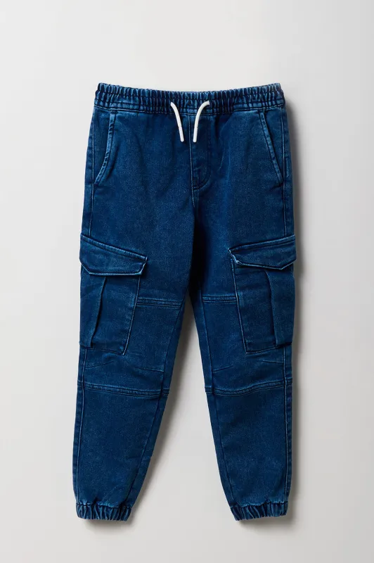 Boys Denim Cargo Pocket Jogger sold by Urban Planet