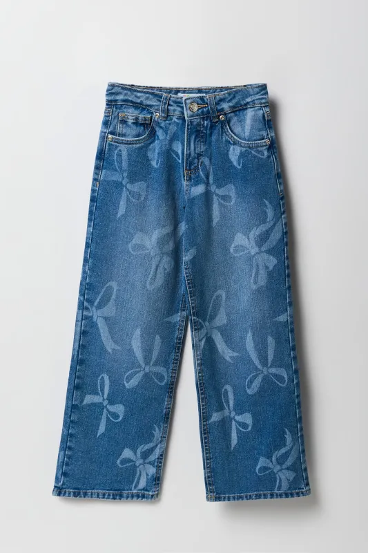 Jean à jambe large avec imprimé de boucles pour fille sold by Urban Planet