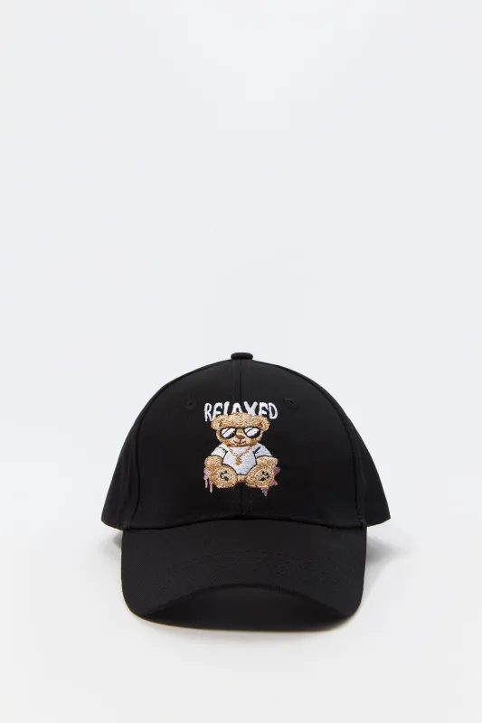Boys Bear Relaxed Embroidered Baseball Hat sold by Urban Planet