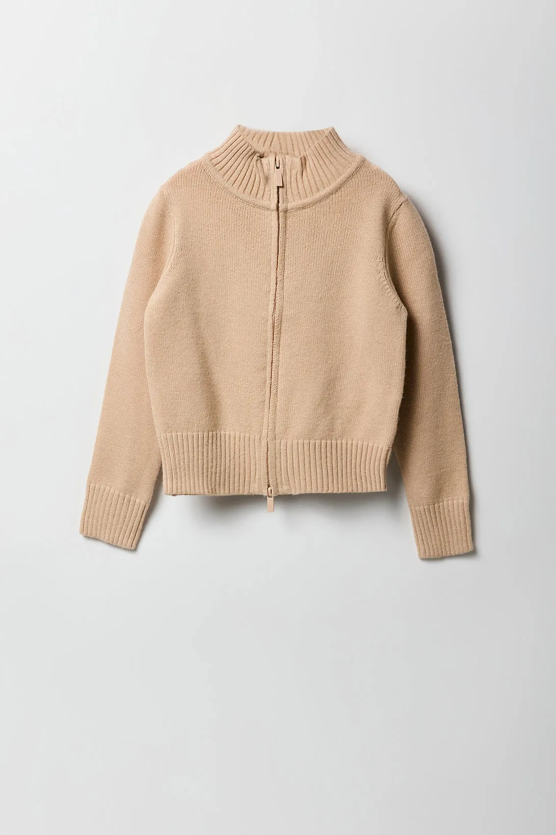 Girls Mock Neck Zip-Up Sweater sold by Urban Planet product image thumbnail 3