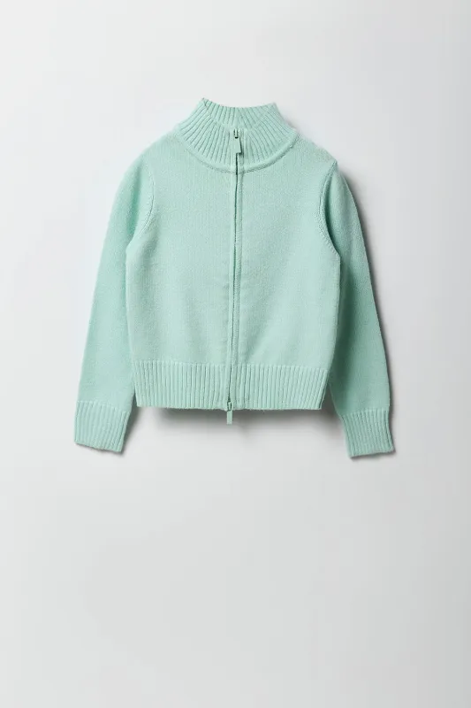 Girls Mock Neck Zip-Up Sweater sold by Urban Planet