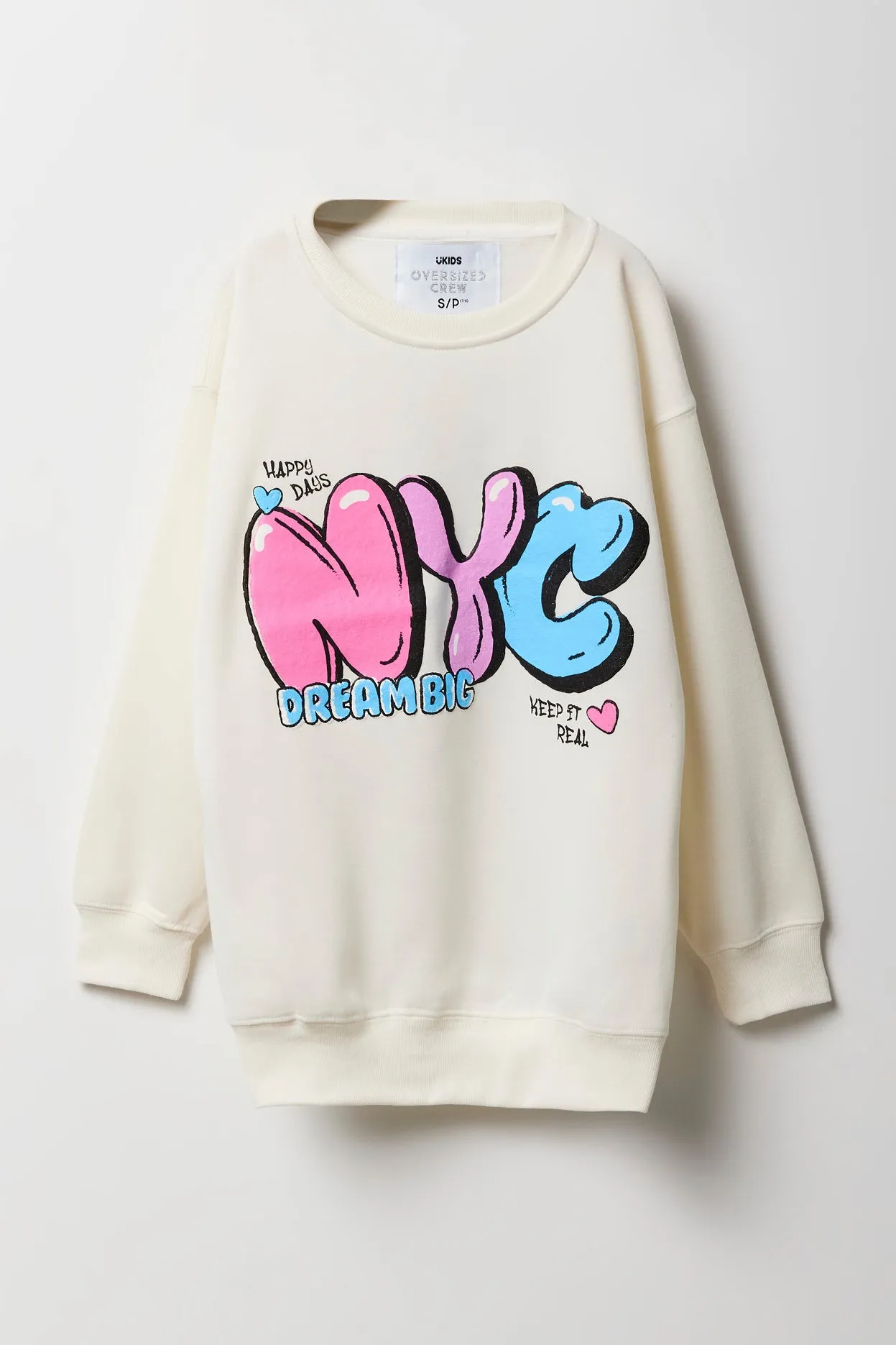 Girls Oversized Graphic Fleece Sweatshirt sold by Urban Planet product image thumbnail 3
