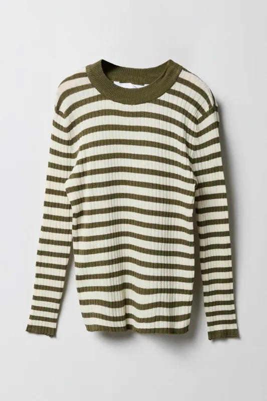 Girls Striped Ribbed Knit Sweater sold by Urban Planet
