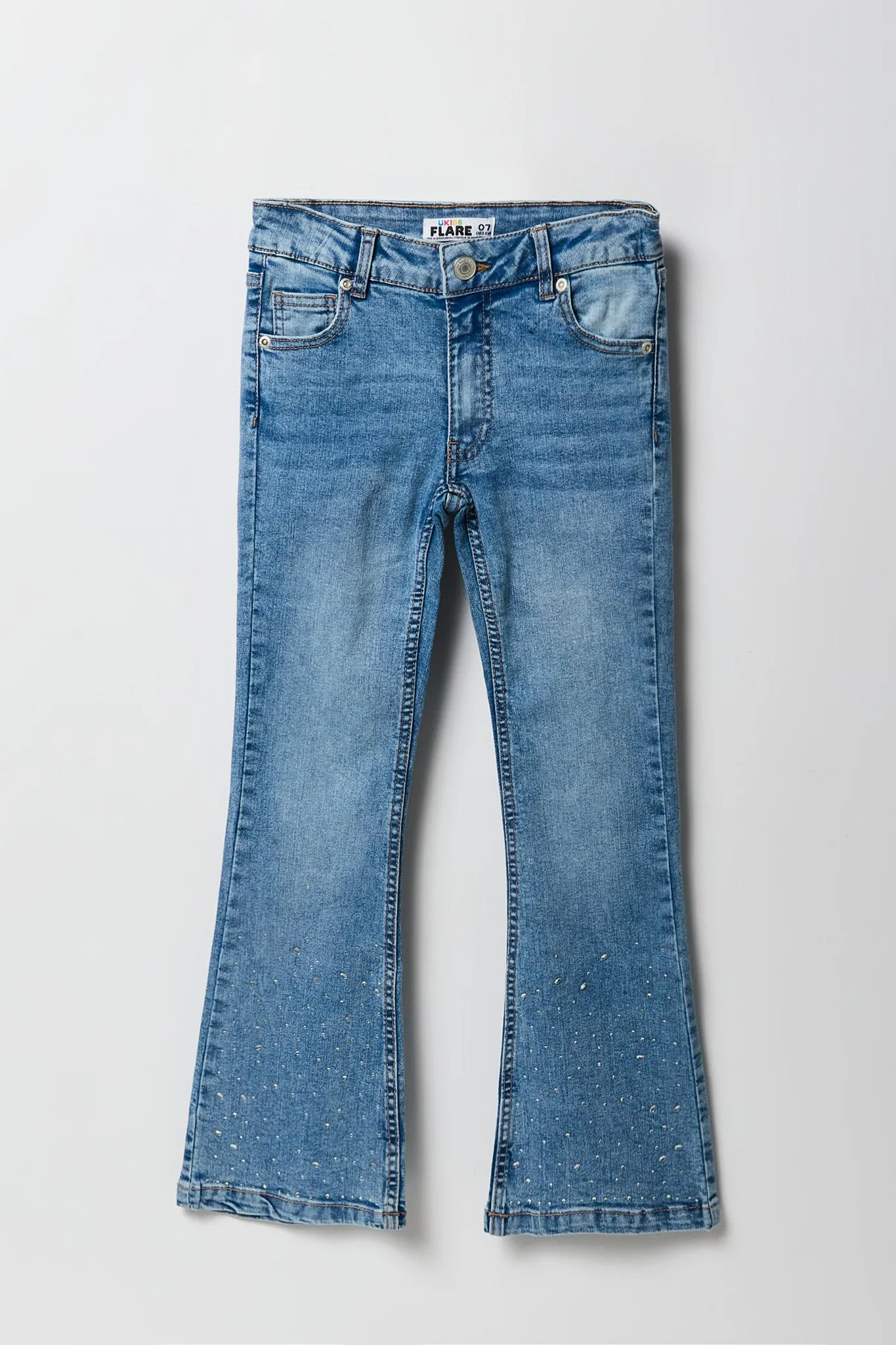 Girls Rhinestone Leg Flare Jean sold by Urban Planet