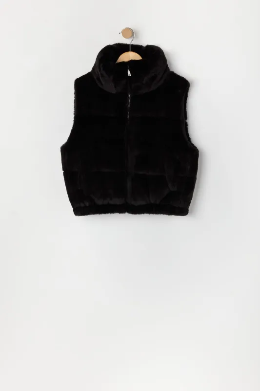 Girls Faux Fur Puffer Vest sold by Urban Planet