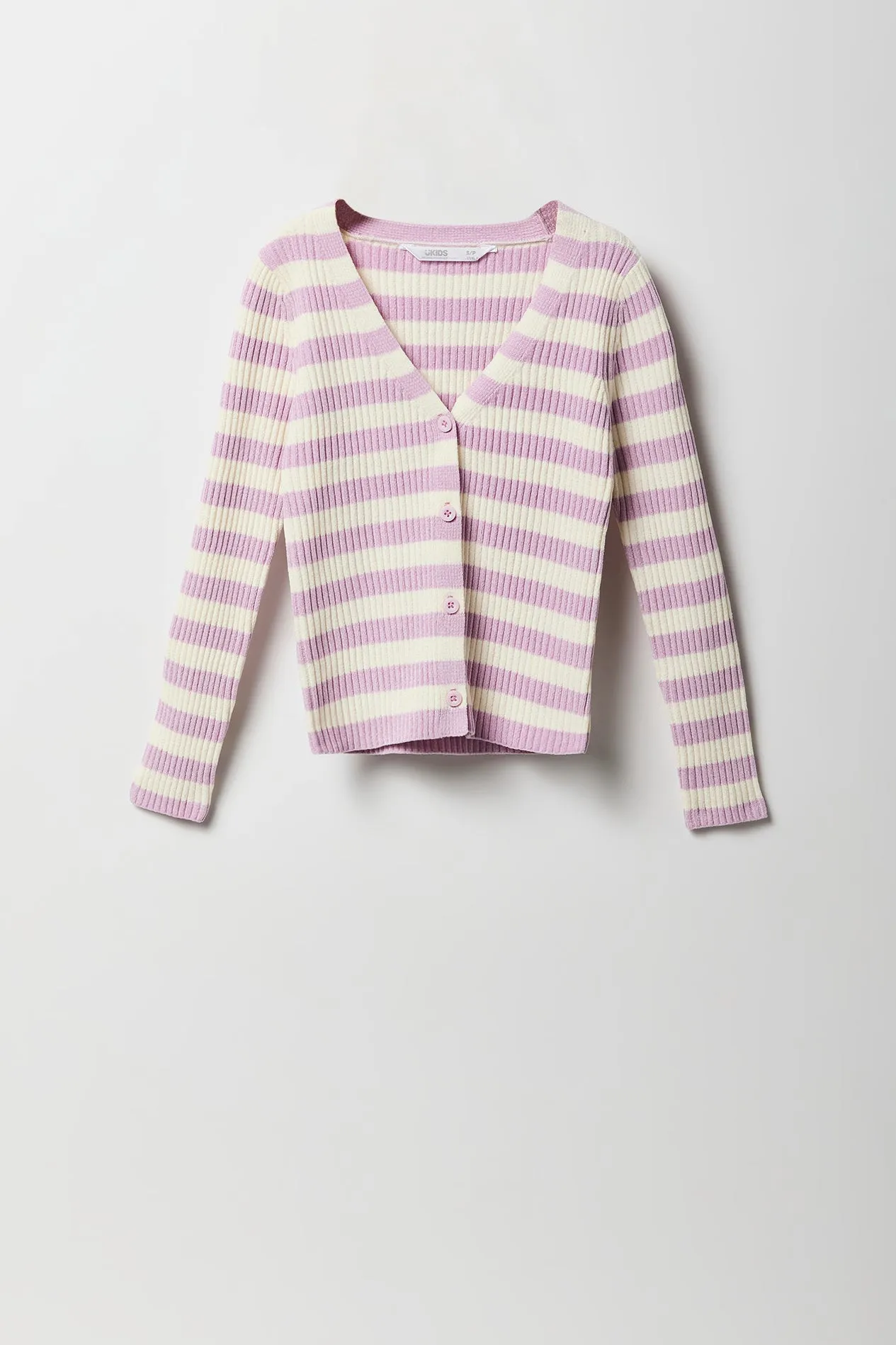 Girls Striped Knit Button-Up Cardigan sold by Urban Planet