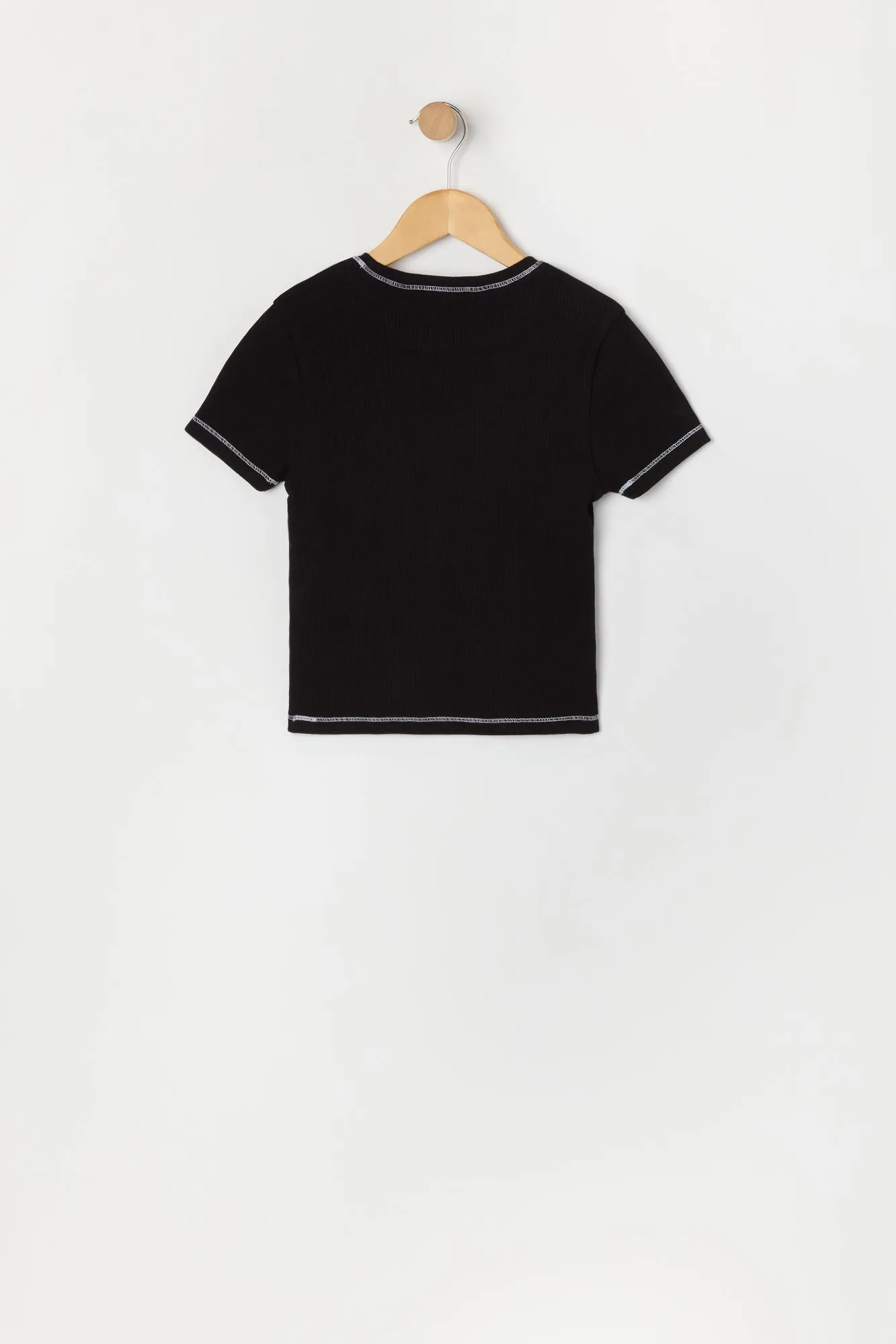 T-shirt avec motif brodé et surpiqûres contrastantes pour fille sold by Urban Planet product image thumbnail 4