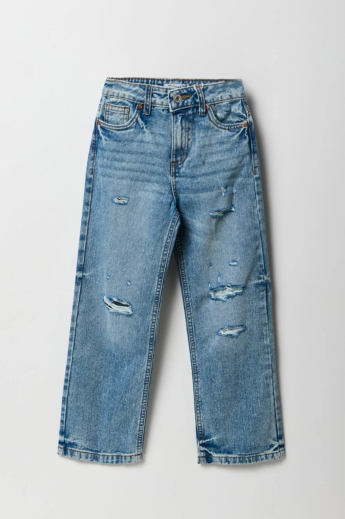 Girls Acid Wash Distressed Straight Leg Jean sold by Urban Planet