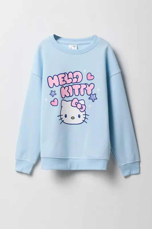 Girls Hello Kitty Graphic Blue Fleece Sweatshirt sold by Urban Planet