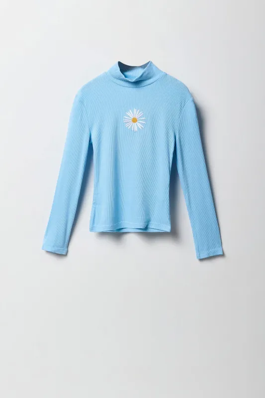 Col roulé côtelé avec motif brodé pour fille sold by Urban Planet