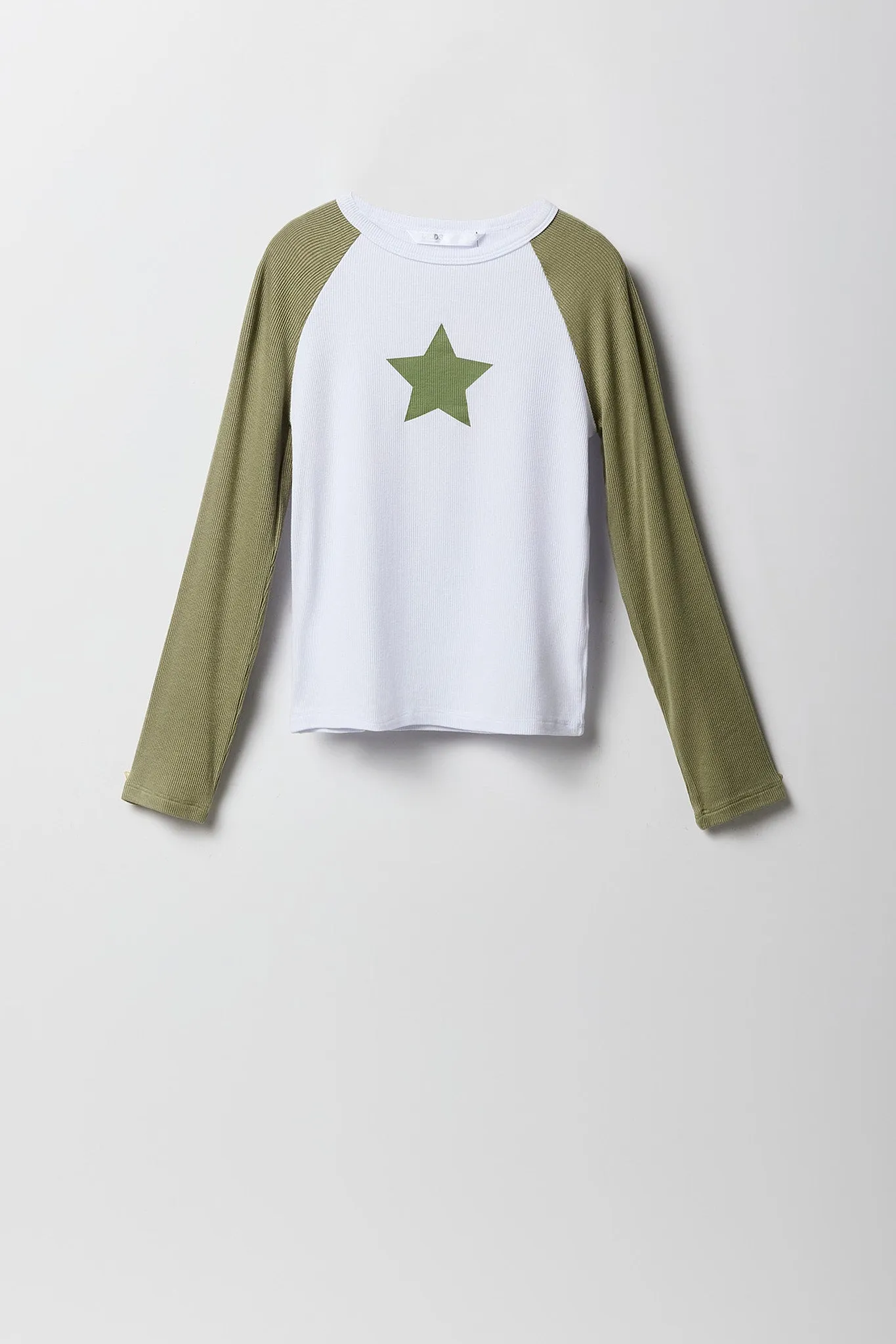 Girls Graphic Ribbed Raglan Long Sleeve Top sold by Urban Planet product image thumbnail 3