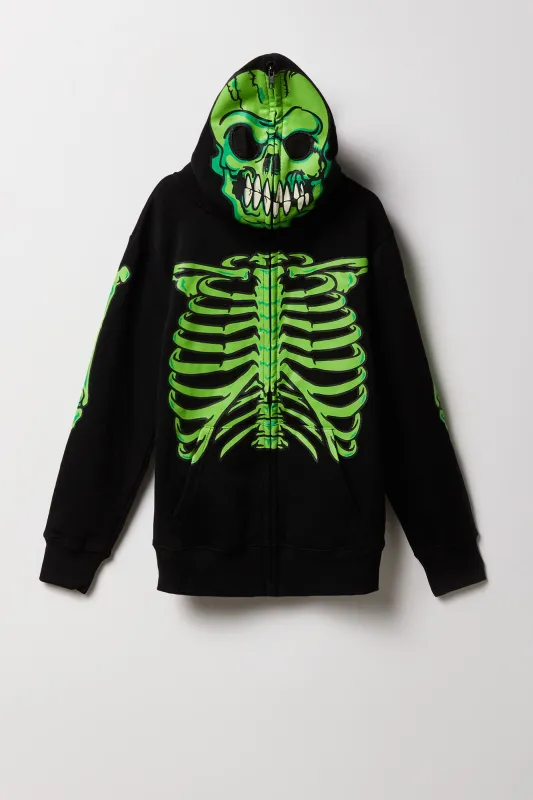Boys Skeleton Print Full Zip Hoodie sold by Urban Planet
