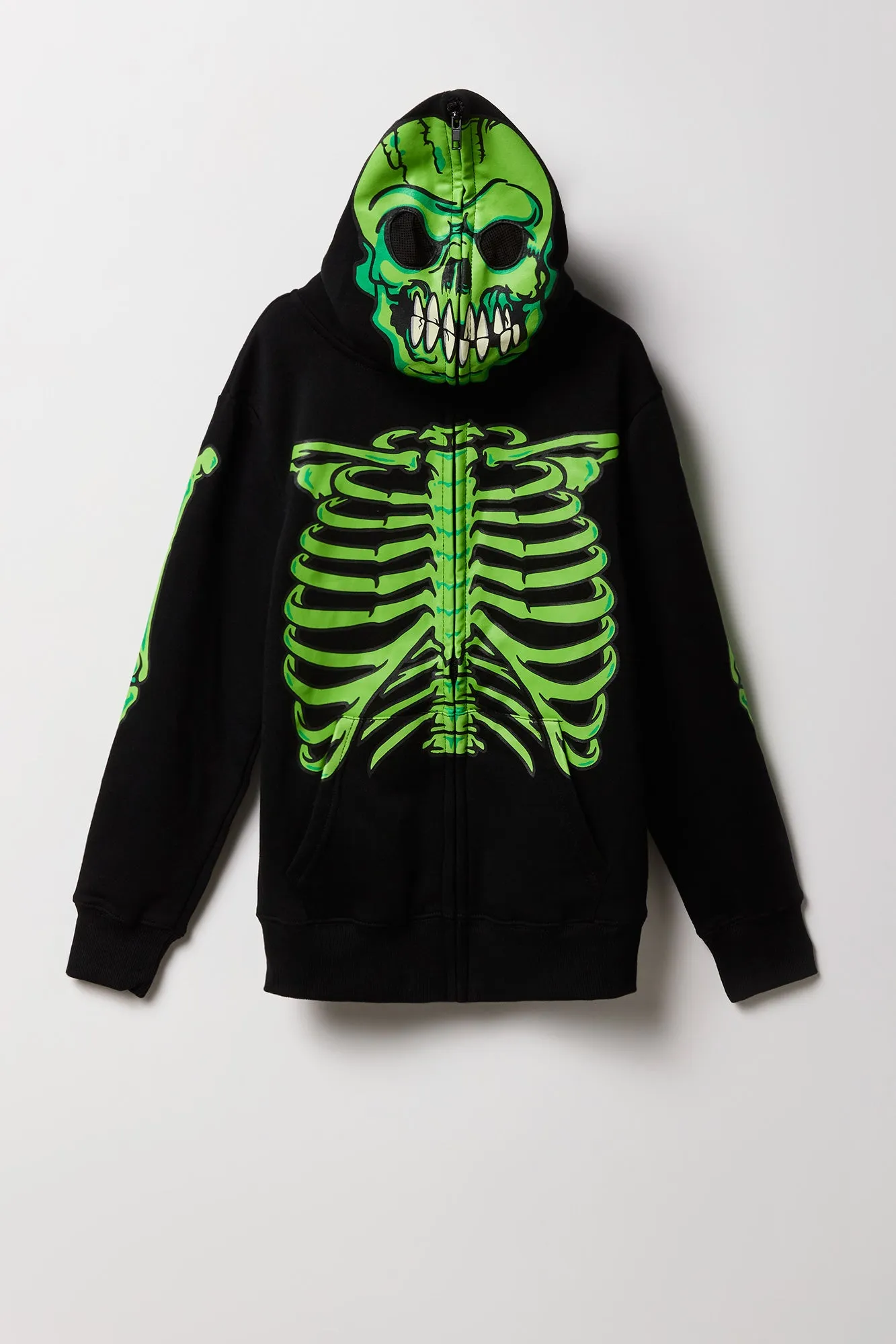 Boys Skeleton Print Full Zip Hoodie sold by Urban Planet