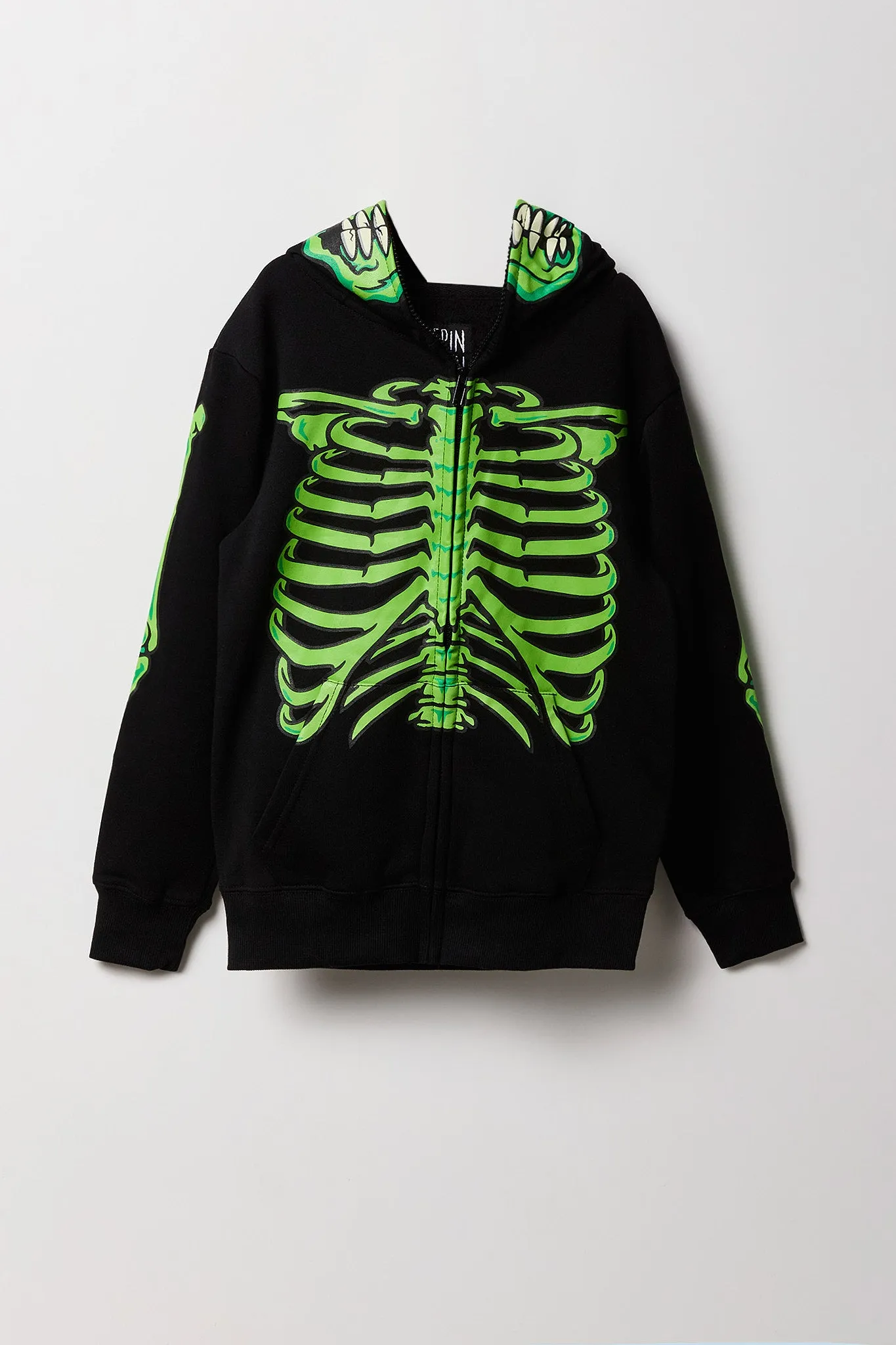 Boys Skeleton Print Full Zip Hoodie sold by Urban Planet product image thumbnail 2