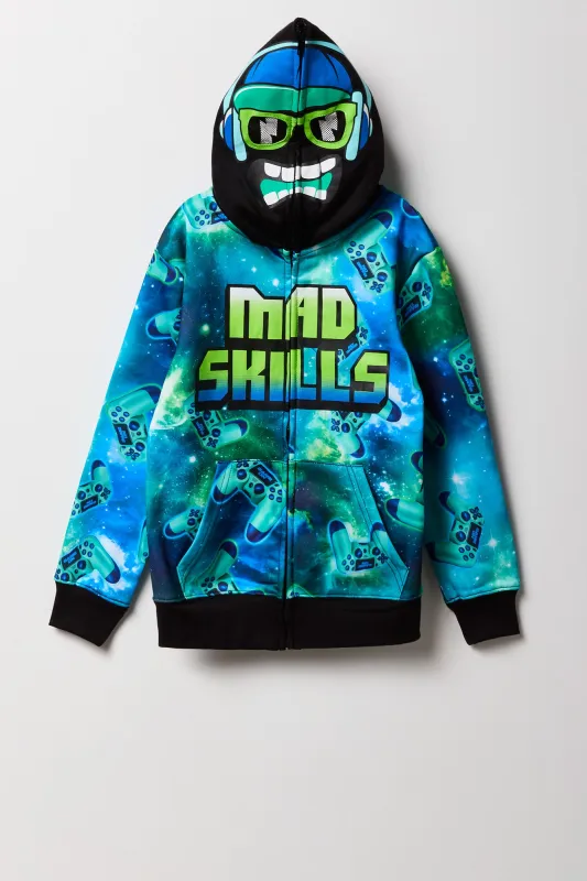 Haut à capuchon avec imprimé Mad Skills Galaxy et fermeture à glissière pour garçon sold by Urban Planet