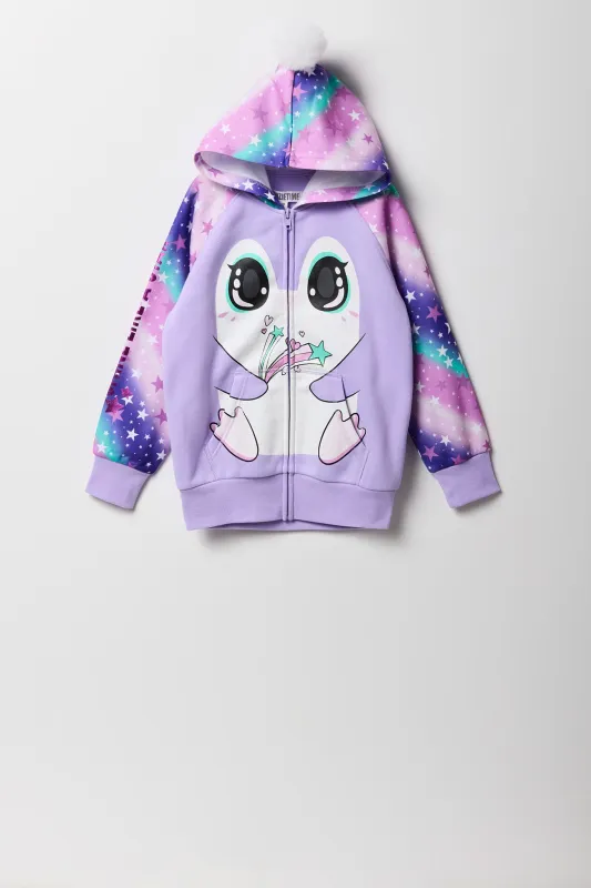 Haut à capuchon avec imprimé Penguin et fermeture à glissière pour fille sold by Urban Planet