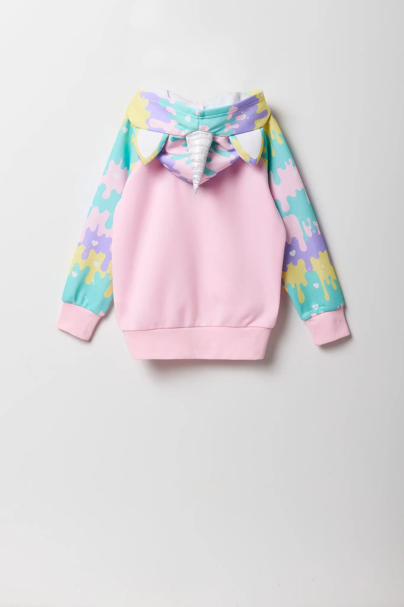Haut à capuchon avec imprimé Licorne Rose et fermeture à glissière pour fille sold by Urban Planet product image thumbnail 3