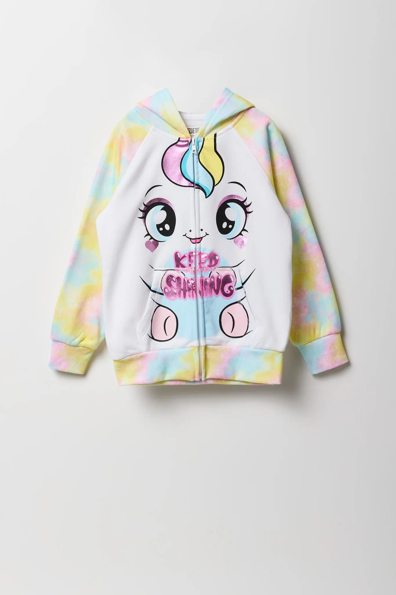 Haut à capuchon avec imprimé Licorne et fermeture à glissière pour fille sold by Urban Planet product image thumbnail 2