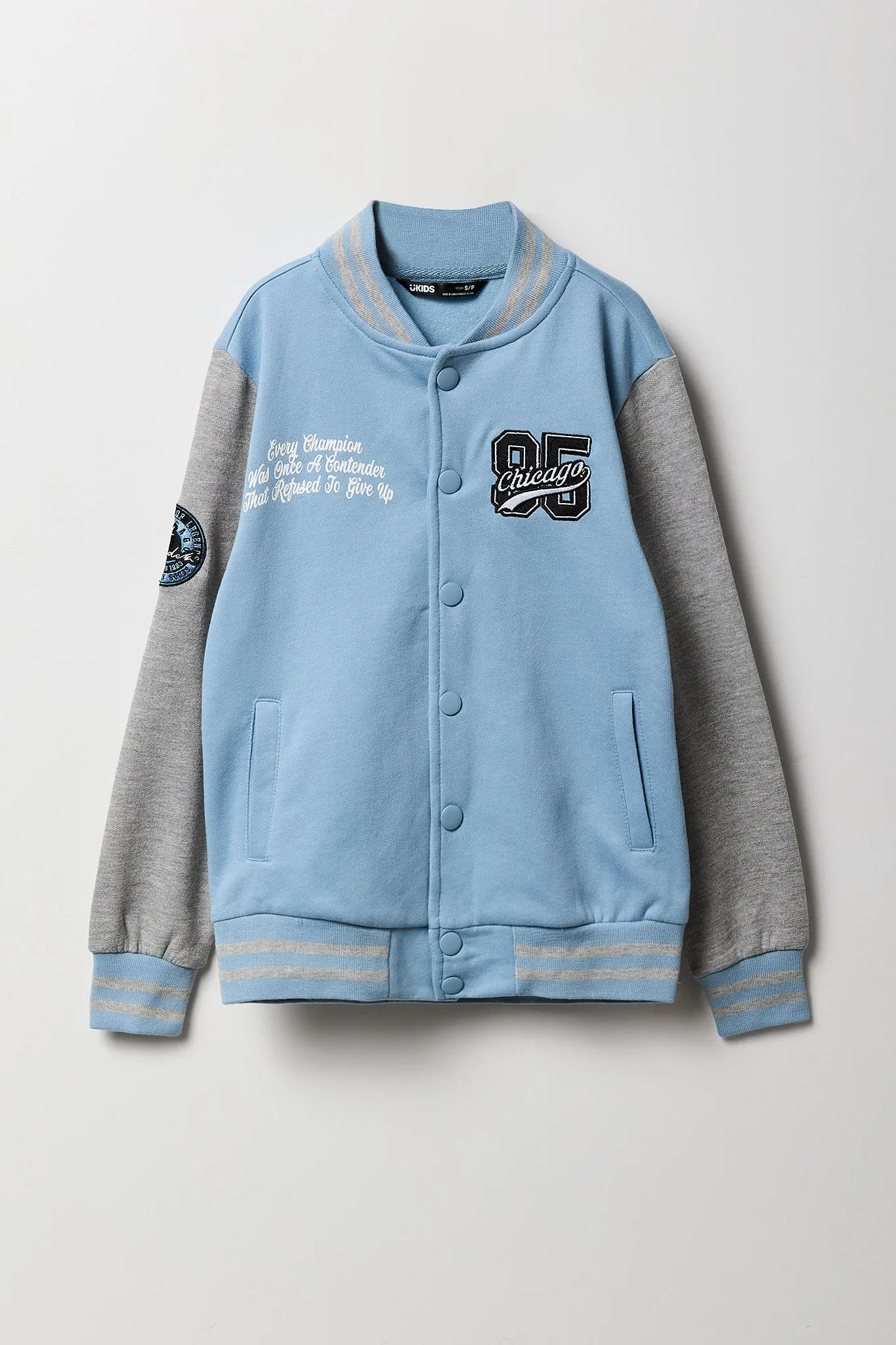 Boys City Graphic Fleece Varsity Jacket sold by Urban Planet product image thumbnail 4