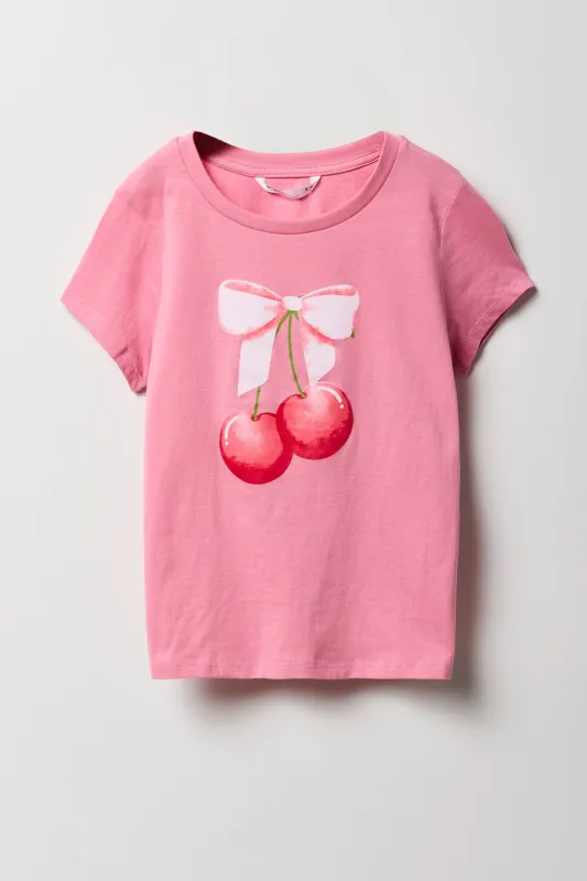 Girls Cherry Bow Graphic T-Shirt sold by Urban Planet