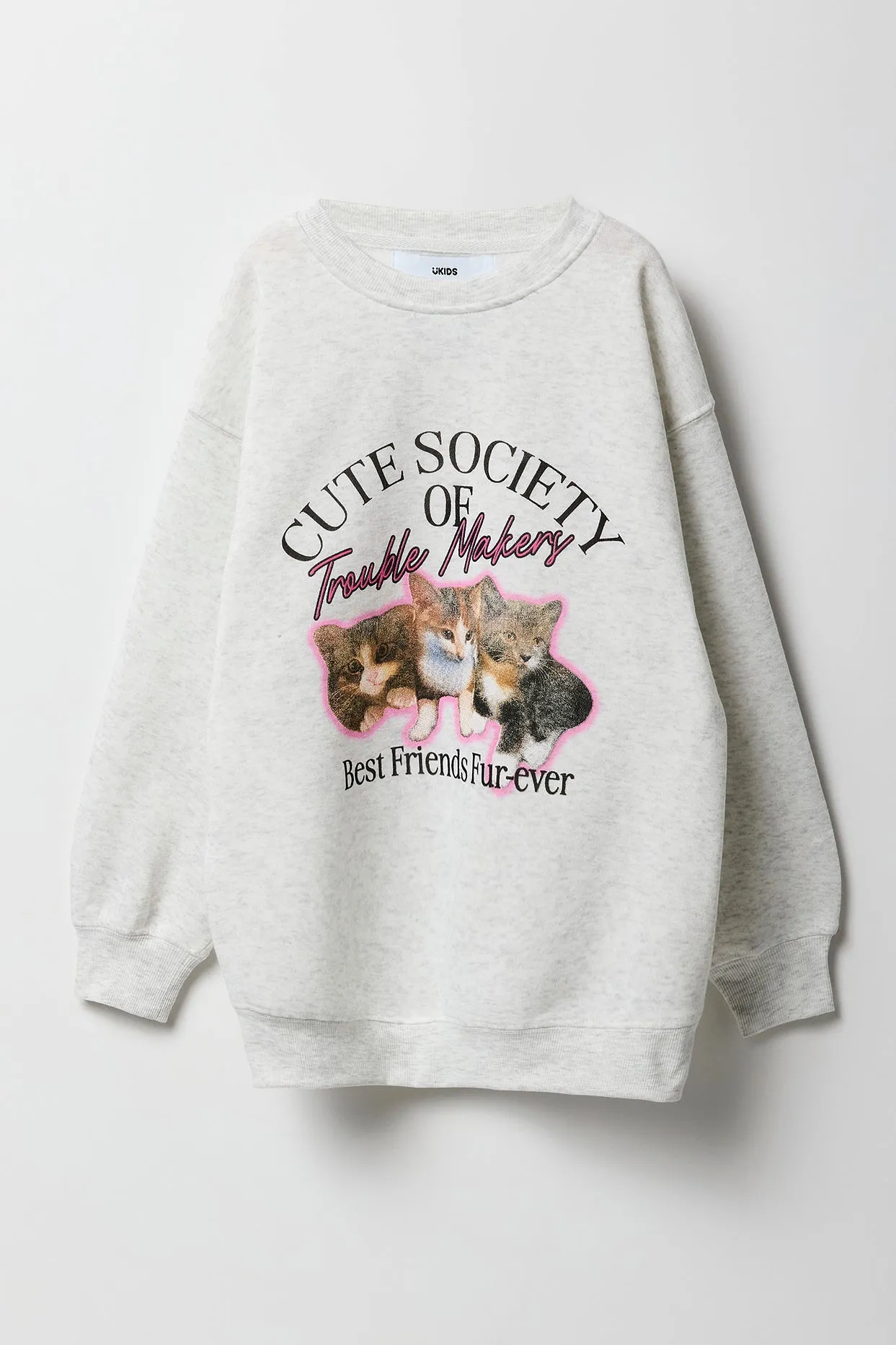 Girls Oversized Graphic Fleece Sweatshirt sold by Urban Planet