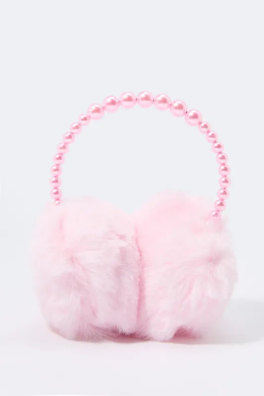 Protège-oreilles en peluche avec similiperles pour fille sold by Urban Planet