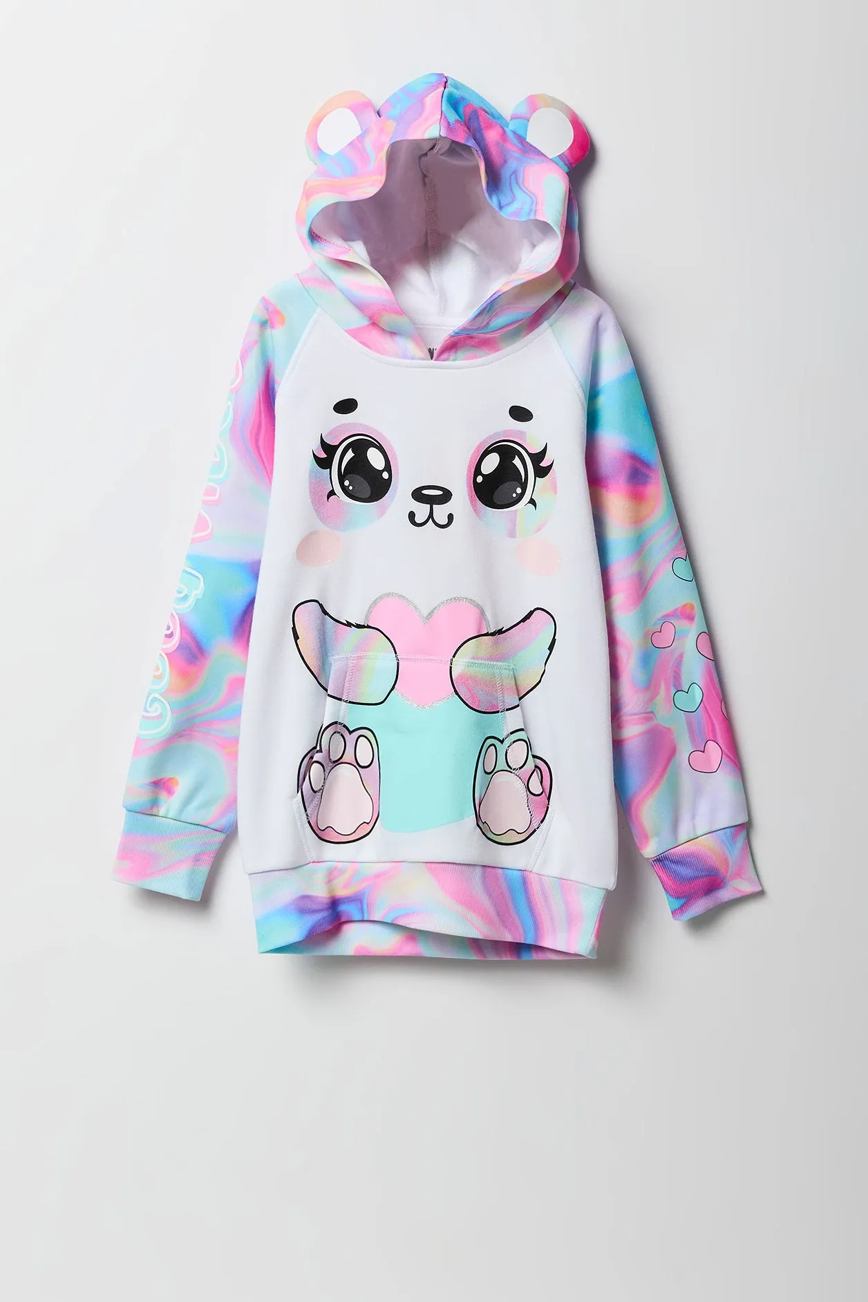 Girls Rainbow Swirl Bear Character Hoodie sold by Urban Planet